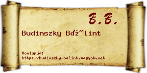 Budinszky Bálint névjegykártya